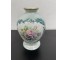 VASE-Teal Vase w/Flowers & Gold Rim