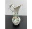 VASE-White Ceramic Pitcher w/3D Flowers & Painted Flowers