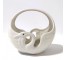 FIGURINE-Off White Ceramic Swan Basket