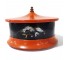 CANISTER-Rusted Red w/Black Oriental Decor