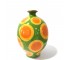 VASE-Green w/Orange/Yellow Polka Dots & Gold Rim