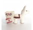 FIGURINE-Ceramic White & Brown Donkey w/Cart