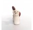 FIGURINE-Ceramic White & Brown Donkey w/Cart