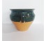 VASE-(2) Handles Terracotta w/Green & Yellow Glaze