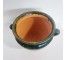 VASE-(2) Handles Terracotta w/Green & Yellow Glaze