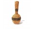 VASE-Long Neck & Round Bubble Base Rattan w/Green Stripe