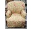 CLUB CHAIR-Curved Back/Gold Backgrown W/Pink & Red Floral Pattern