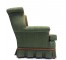 CLUB CHAIR-Green Tweed Inspired Tufted Back w/Wood Accents & Ruffled Skirt