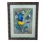 PAINTING-Blue & Gold Bird in Wood Scalloped Frame