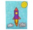 PAINTING-"To The Moon" Purple Red Rocket With Clouds & Moon