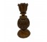 CANDLESTICK HOLDER-Wooden Pineapple Shaped Holder-Engraved Floral Vines & Tulip Top