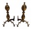 ANDIRONS-Antique American Federal Brass Style Andirons w/Finials (Pair)