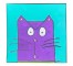 PAINTING-"WTF" Kitty-Purple Cat on Turquoise Background