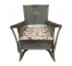 ROCKING CHAIR-Distressed Green Wicker W/Removable Floral Cusion