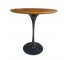 END TABLE-MCM Tulip w/Black Gloss Base & Light Wood Grain Top