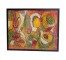 (HDEW0079)FRAMED ABSTRACT-Red Background w/Multi-Colored Squiggles