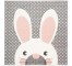 RUG-(6'7"x9')|Bunny Head| Grey & White Polka Dot Background