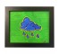 PAINTING-Silver Lining|Blue Clouds|Green Background |Black Frame