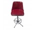 STOOL-Red Vinyl Squared Slim Back Swivel w/Chrome Foot Ring