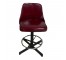 STOOL-Red Vinyl Squared Back w/Chrome Foot Ring and Flat Base