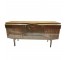 SIDEBOARD-Glossy Walnut Laminate w/Brass Pulls