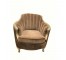 CLUB CHAIR-Art Nouveau Brown Channel Back w/Gold Accents & Nailheads