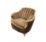 CLUB CHAIR-Art Nouveau Brown Channel Back w/Gold Accents & Nailheads