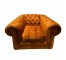 CLUB CHAIR-Mid Century Modern Orange Tufted Chesterfield