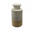 VASE-Short Ivory/Tan Ribbed Stoneware