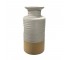 VASE-Tall Ivory/Tan Ribbed Stoneware