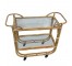 BAR CART-Rattan 2-Tier | On Casters With Glass Top & Shelf