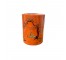 CONTAINER-Tall Orange Lacquer w/(2) Handpainted Birds Under Tree