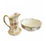 (72130015)PITCHER/WASH BASIN-Antique Crown Devon Beige w/Floral & Gold Detailing Matching Pitcher & Basin