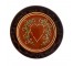(25620122)DECORATIVE PLATE-Swiss Design-Burgundy w|Black Trim-Vines & Dotted Heart