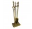 (48160035)FIREPLACE TOOLS-Brass Stand w|3 Tools & Sqaure Base