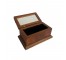 (52410678)BOX w|LID-Wooden Oak Box w|Decorative Wooden Diamond in Center & Mirror Inside Box