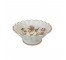 (25677073)DECORATIVE BOWL-Antique Beige Bowl w|Scalloped Brown Trim on Pedestal