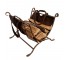 (48130014)LOG HOLDER-Brown Metal w|Brown Suede Bag