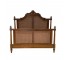 (40100394)HEADBOARD|FOOTBOARD-Queen Traditional Fruitwood Bed-Fluted Post w|Crest Top & Caned
