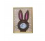 (8521PJ28)FRAMED ART-Polka Bunny Brown |Linen Background