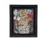 (HDEW0121)FRAMED ART-Decoupage Black & White Vase w|Multi Colored Flowers