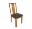 (40039083)SIDE CHAIR-Blonde Wood Dining Chairs w|Green Pattern Seat Cushions