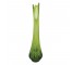 (52571086)VASE-Green Glass Ribbed w|Asymmetrical Top