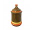 (25320142)CONTAINER w|Lid-Large MCM Green Jar w|Yellow & Orange Detail