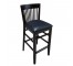 (40150235)BAR STOOL-Dark Walnut Vertical Back w|Black Vinyl Seat