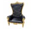 (40030669)Black Throne Chair W/Gold Frame