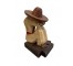 FIGURINE-Mexican Carved Wood Resting Man 7"