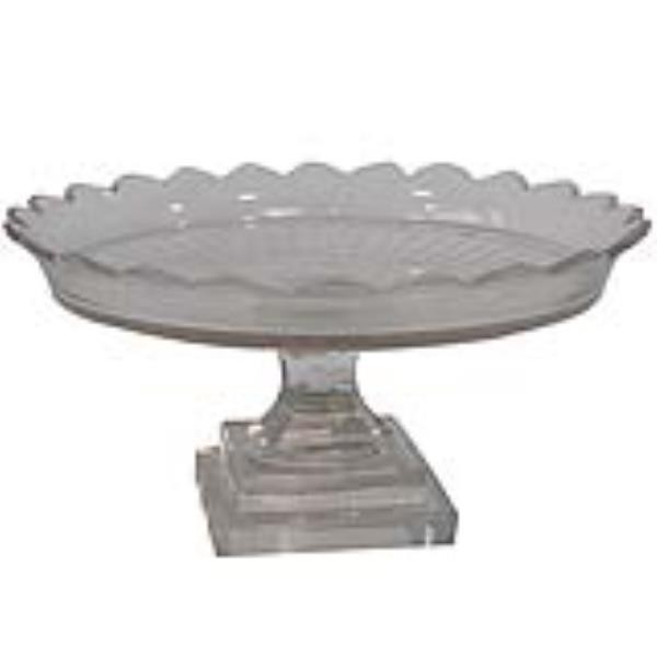 Pedstal cake stand/lid etched