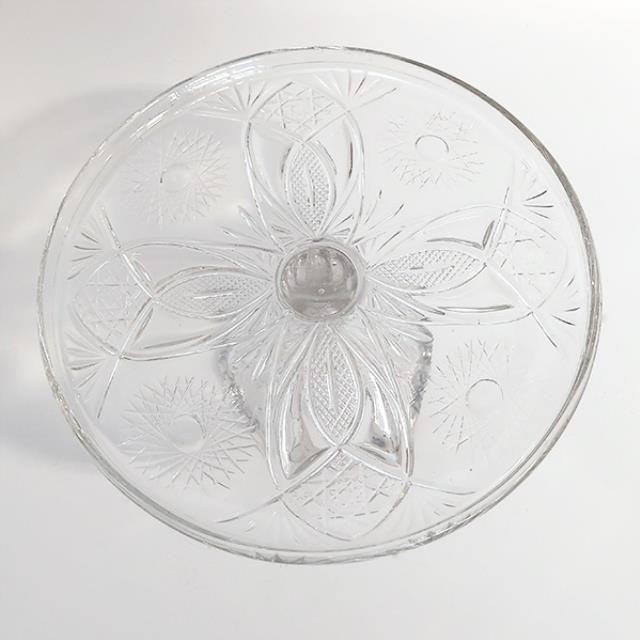 CAKE STAND-9DM-Floral Cut Glass