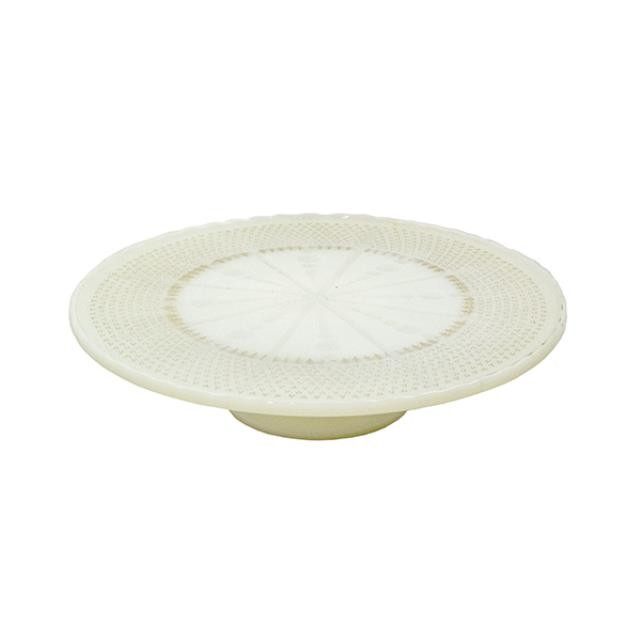 CAKE STAND-Milk Glass W/Gold Leaf Design